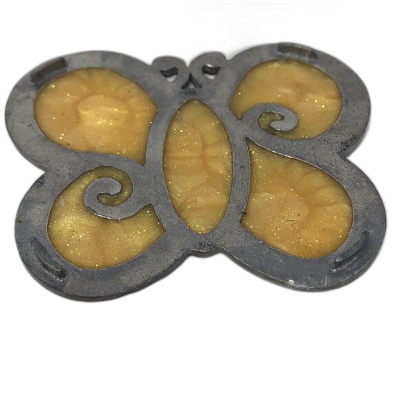 Hand Crafted Butterfly Trinket Stash Box Pewter & Stained Glass Made In USA Boho - Picture 5 of 8